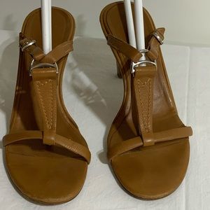 Ralph Lauren - tan leather heeled sandal